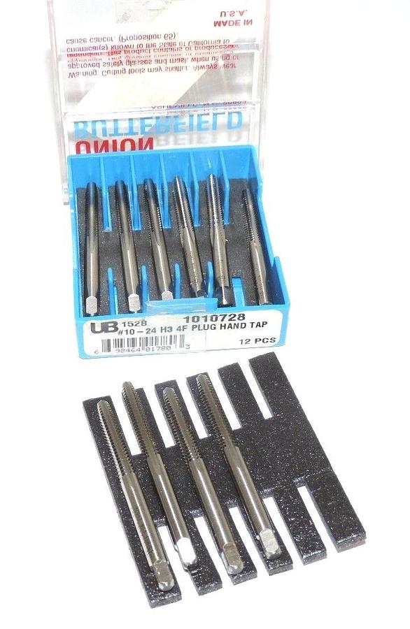 Used NEW UNION BUTTERFIELD 1010728 #10-24 H3 4F PLUG HAND TAP UB 1528, QTY: 9