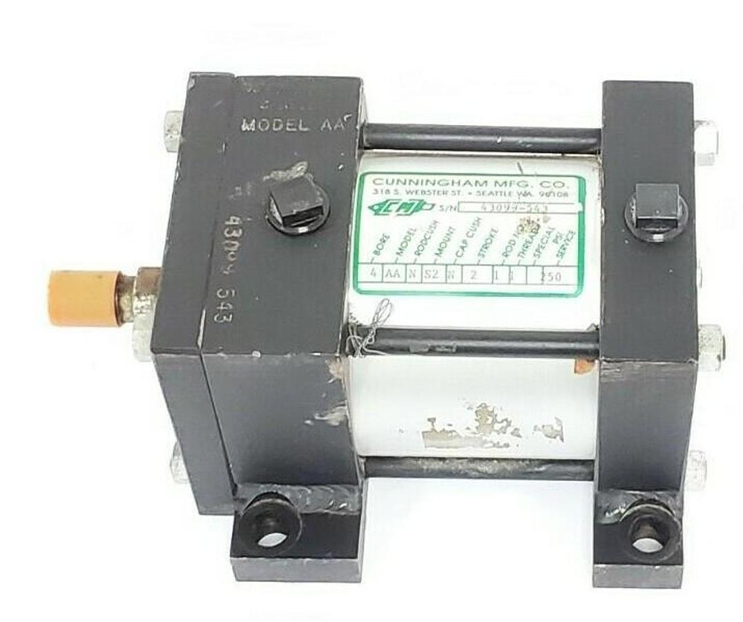 Used CUNNINGHAM MODEL AA PNEUMATIC CYLINDER 4" BORE, 2" STROKE, 250PSI, 4AANS2N211250