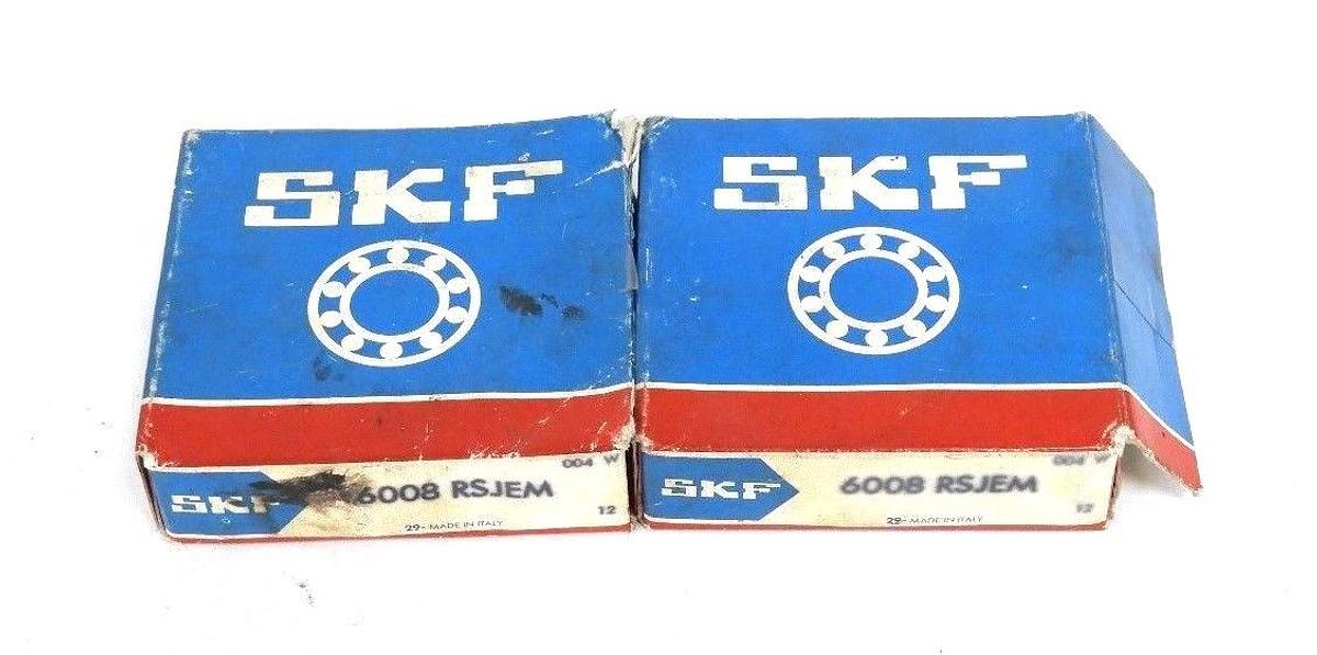 LOT OF 2 NEW SKF 6008RSJEM DEEP GROOVE BALL BEARINGS 40MM X 68MM X 15MM