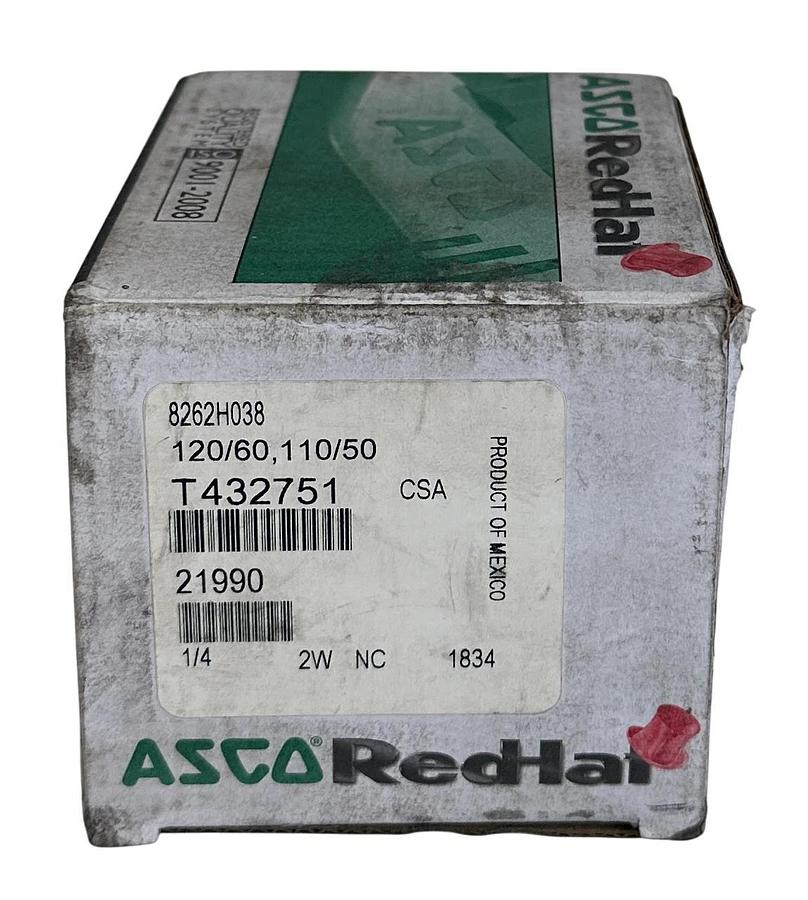 ASCO 8262H038 120/60, 110/50 RedHat II SOLENOID VALVE 1/4'' 21990 6.1/8.1W NSMP