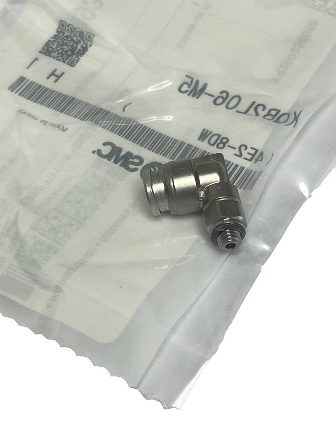 Lot of 4 SMC KQB2L06-M5 Brass Male Elbow Fitting 6mm x M5 - New Factory Sealed