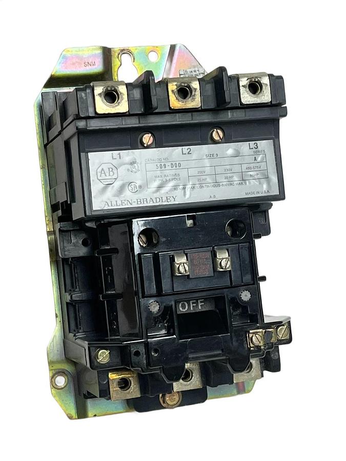 Used Allen-Bradley 509-DOD Series A NEMA Size 3 Starter | 90A 120V Coil | 3-Pole