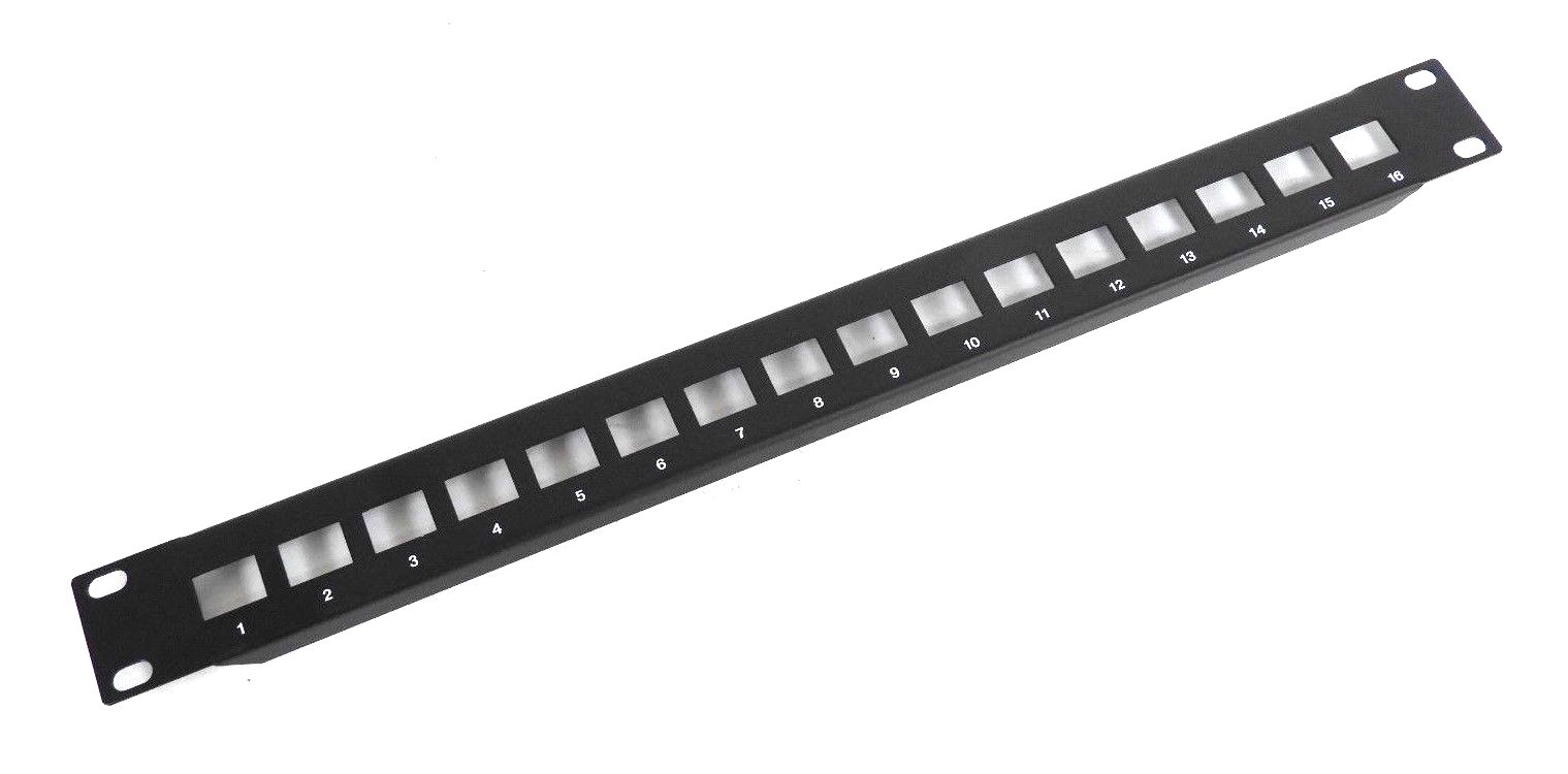 Used NEW L-COM 16-PORT UNIVERSAL PATCH PANEL FRONT PLATE