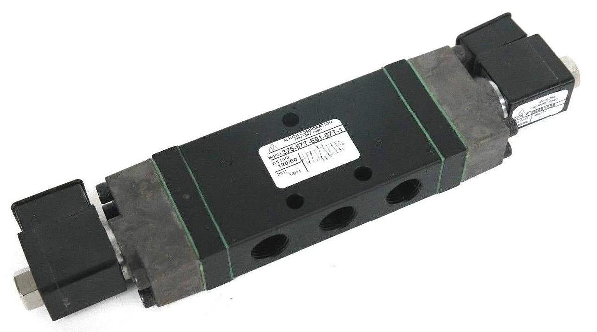 Used NIB OMNI ALKON 375-67T-E81-67T-1 AIR VALVE W/ (2) 26A01039 & (2) 39A01066 COILS