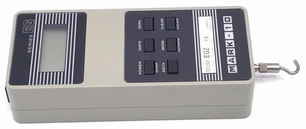 Used MARK-10 MODEL EG2 DIGITAL FORCE GAUGE 2 X 0.002, SERIES EG, W/ AC ADAPTER