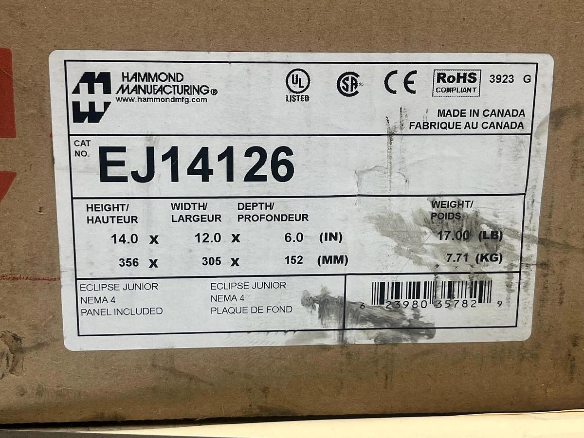 Hammond EJ14126 Eclipse Junior Enclosure 14x12x6 NEMA 4 12 13 Steel