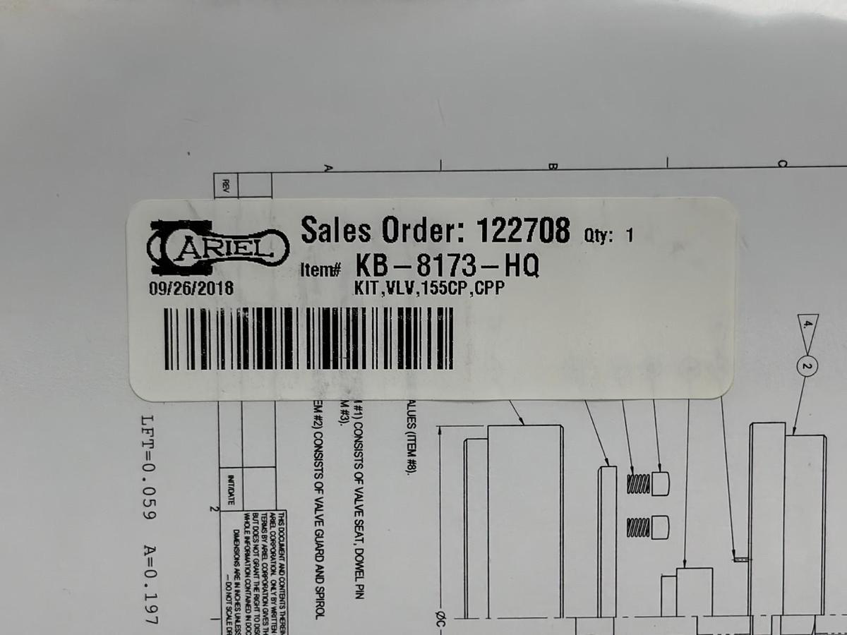 Ariel KB-8173-HQ Compressor Valve Kit 155CP CPP OEM Rebuild Kit New