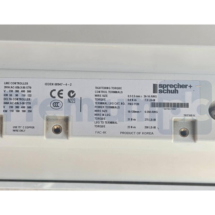 Used Sprecher + Schuh PCS-201-600V /B Soft Starter Controller 3 Phase 201A 600V NSNP