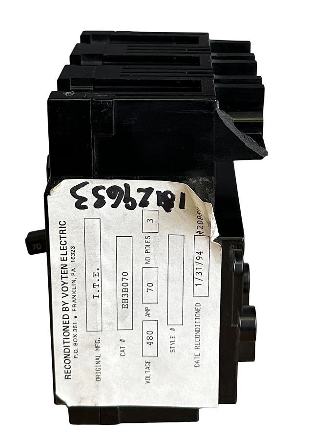 Used RECONDITIONED ITE SIEMENS EH3-B070 / EH3B070 CIRCUIT BREAKER 480VAC 70A 3-POLE *