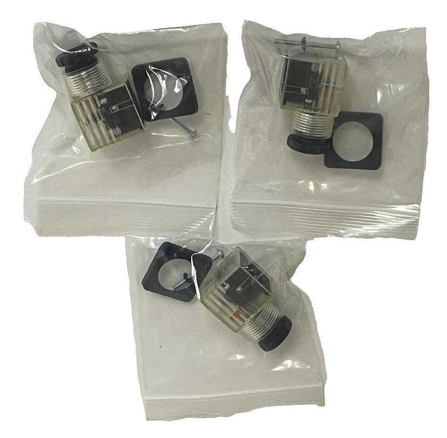 Lot of 3 HTP Solenoid Valve Plugs | 3-Pin | 10A 250V | Clear Body Connector NSNP