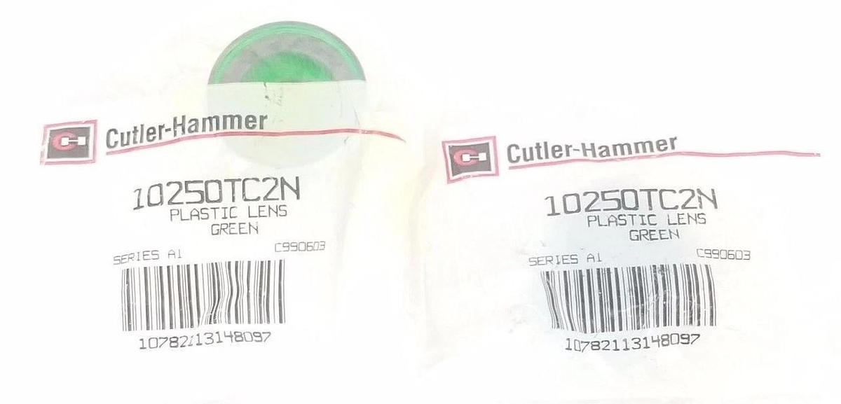 Used LOT OF 2 NEW CUTLER-HAMMER 10250TC2N LENSES PLASTIC GREEN SERIES A1