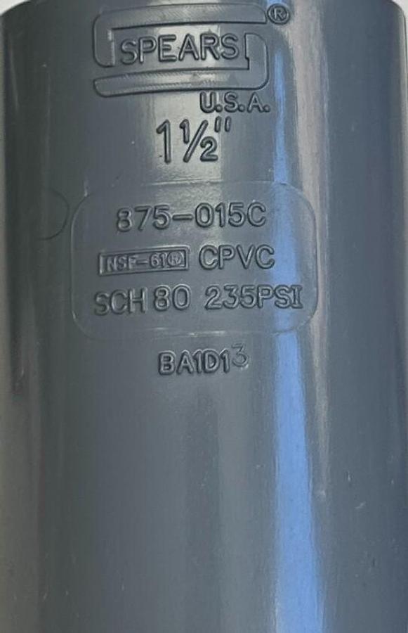 Used 4 SPEARS 875-015C / 875015C CPVC STANDARD WYE SOCKETS SCH80 1-1/2'' NSNP