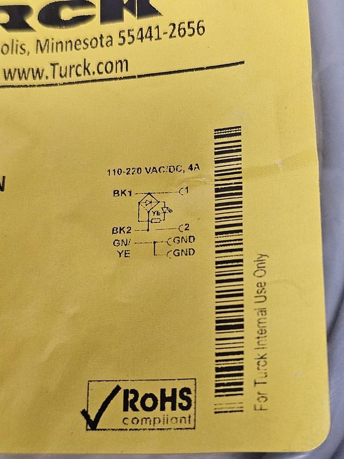 Used LOT OF 2 NEW TURCK VAS 22-C653-2M CORDSETS ID NUMBER: U1203-01 LED VERSION