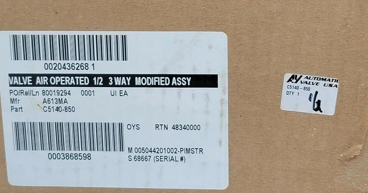 NIB AUTOMATIC VALVE COMPANY C5140-850 AIR OPERATED VALVE 1/2'' 3WAY