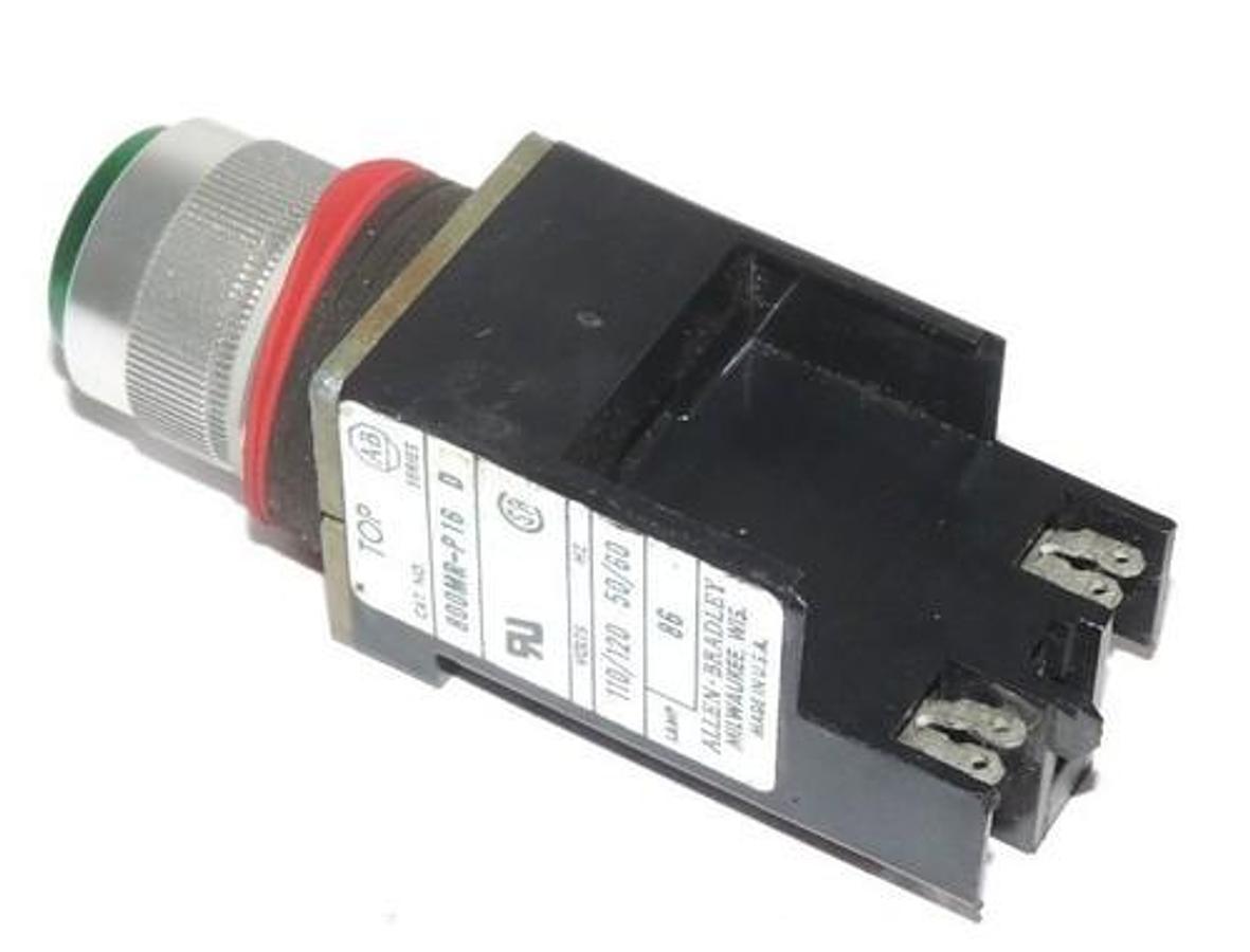 Used ALLEN BRADLEY 800MR-P16 GREEN PILOT LIGHT, 110/120 VOLT, 50/60 HZ, 800MRP16