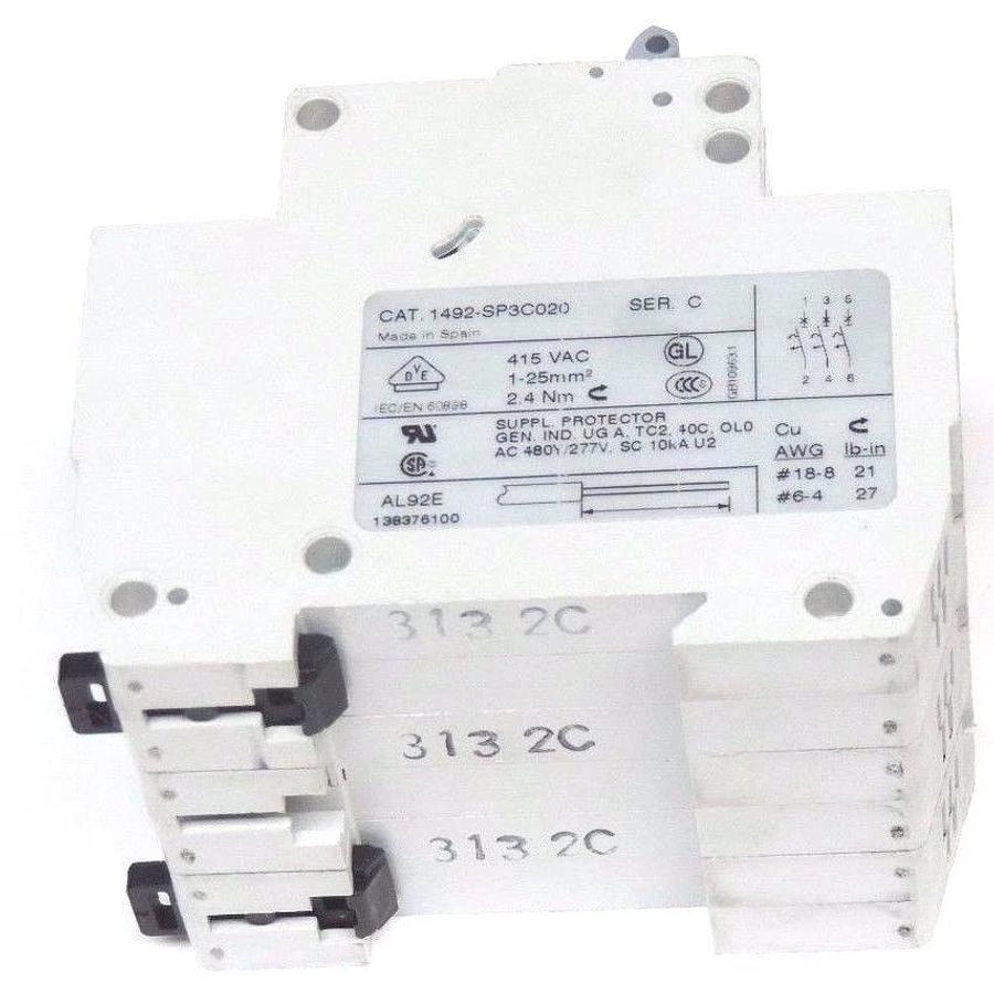 Used ALLEN BRADLEY 1492-SP3C020 SUPPLEMENTARY PROTECTOR 1492SP3C020, SER. C