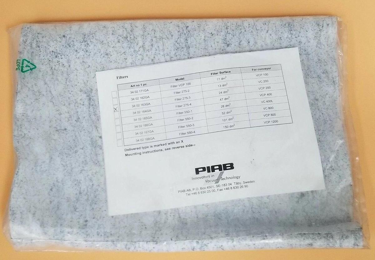 NEW PIAB 34-02-163GA GORETEX CONVEYOR FILTER 275-3 CPL. 34.02.163GA 3402163GA