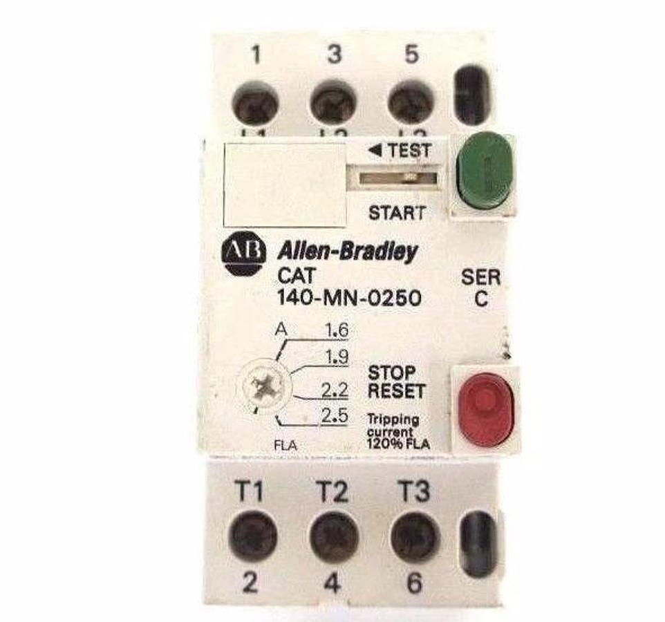 Used ALLEN BRADLEY 140-MN-0250 MOTOR STARTER PROTECTOR SER C, 1.6-2.5 AMP, 140MN0250
