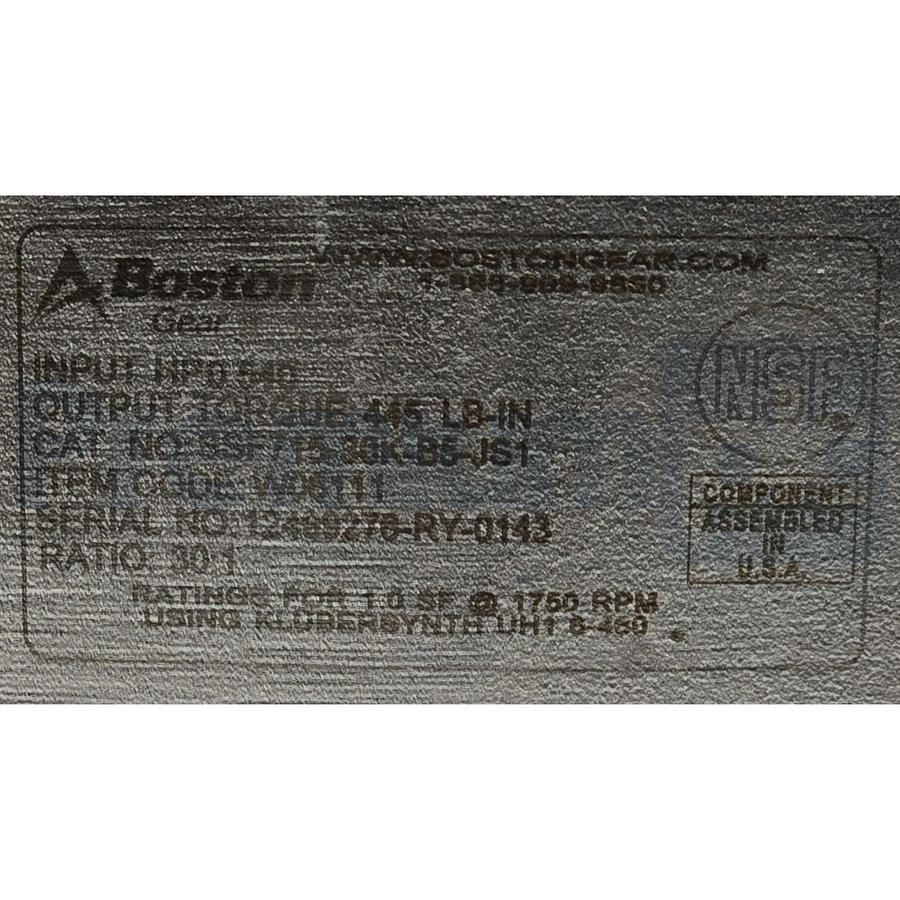 Used Boston Gear SSF715-30K-B5-JS1 | W06111 Washdown SS Speed Reducer S/R 30:1 NSNP