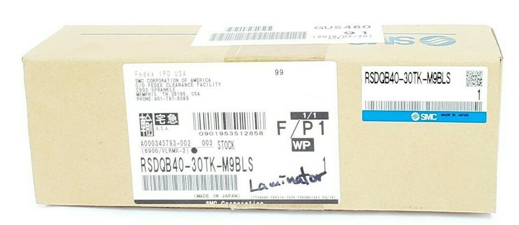 NIB SMC RSDQB40-30TK-M9BLS COMPACT STOPPER CYLINDER RSDQB4030TKM9BLS