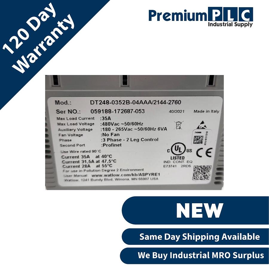 Used NEW WATLOW DT248-0352B-04AAA/2144-2760 ASPYRE DT POWER CONTROLLER 35A 2144-2760