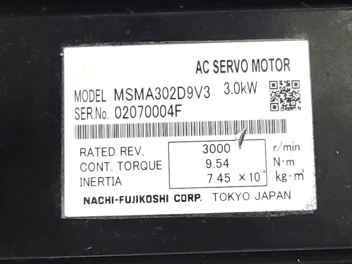 Used NACHI MSMA302D9V3 AC SERVO MOTOR 3.0kW 3000RPM 9.54NM