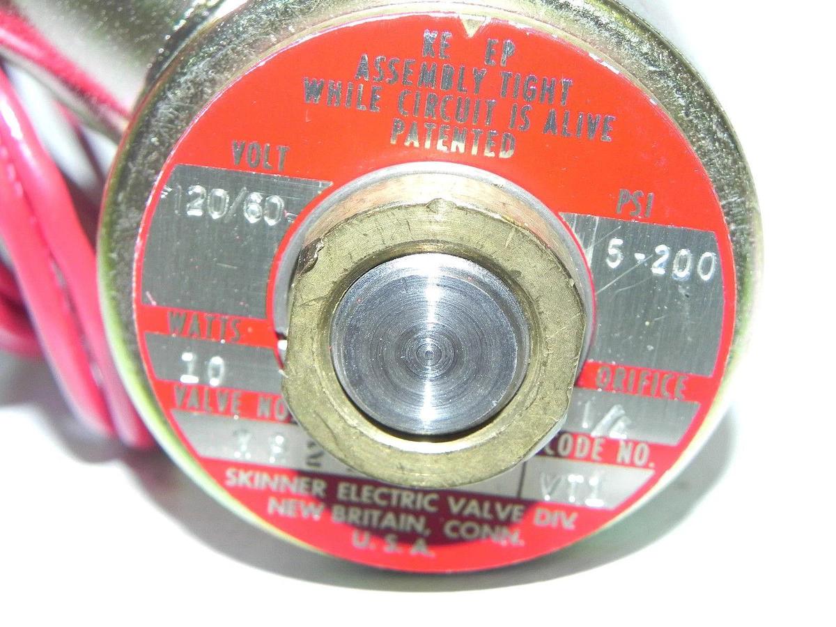 Used NEW SKINNER ELECTRIC VALVE 120/60 5-200PSI 1/4" ORFICE XR2DX20 CODE VT1 XR2D X20