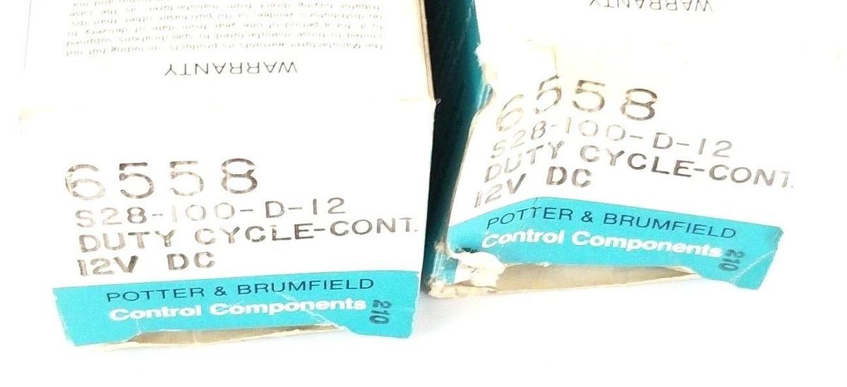 Used LOT OF 2 NIB POTTER & BRUMFIELD S28-100-D-12 COILS 12VDC DUTY CYCLE-CONT. 6558