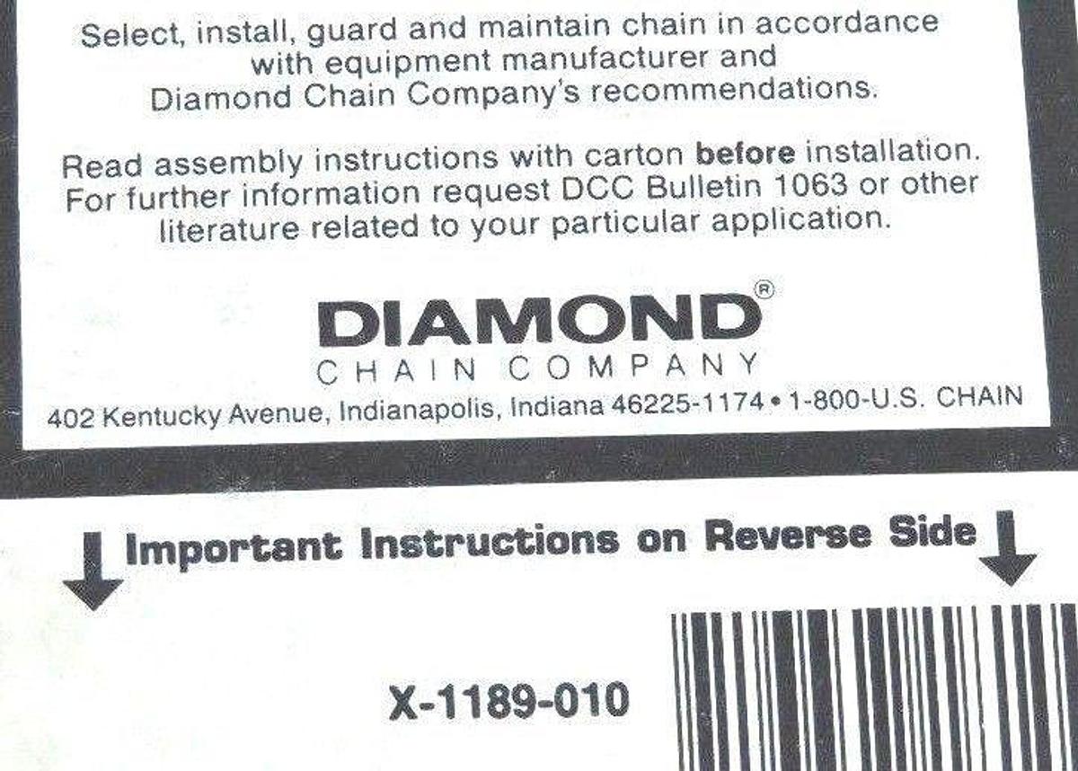 NIB DIAMOND X-1189-010 CHAIN 25 RIV 10 FEET LONG X1189010