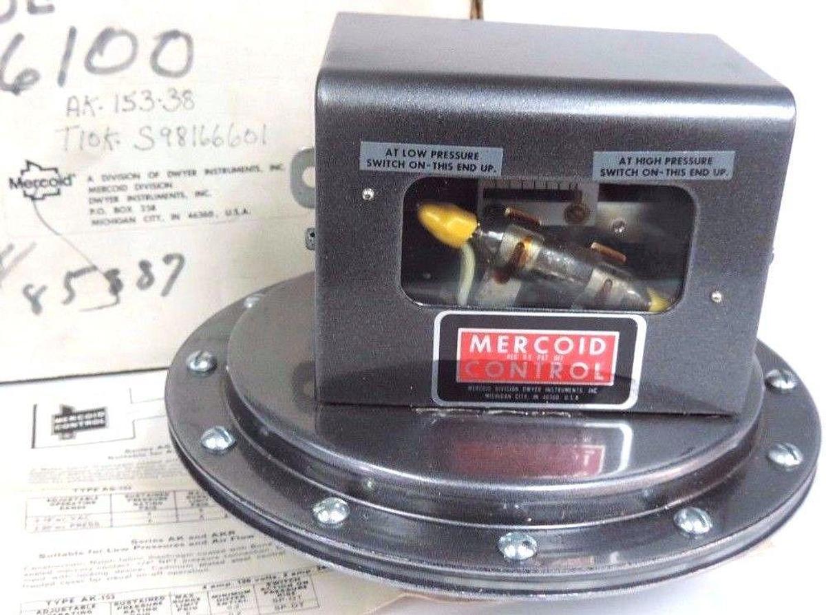 Used NIB MERCOID AK-153-38 LOW PRESSURE VACUUM CONTROL SWITCH AK15338