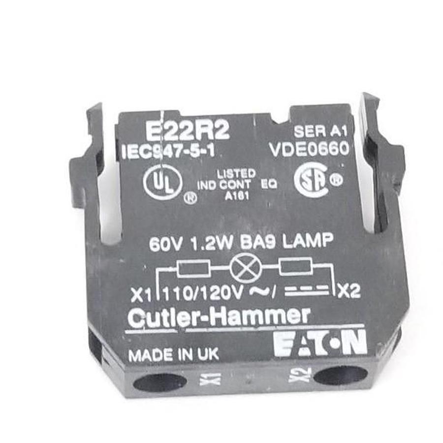 NEW EATON CUTLER HAMMER E22R1 PILOT LIGHT 110V BULB 220/240V 50/60HZ (NO BULB)