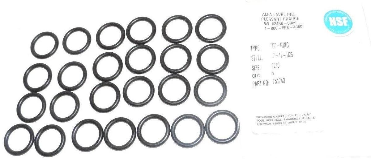 Used LOT OF 24 NEW ALFA LAVAL STYLE: 17-17-U25 O-RINGS SIZE: #210 PART NO. 751743