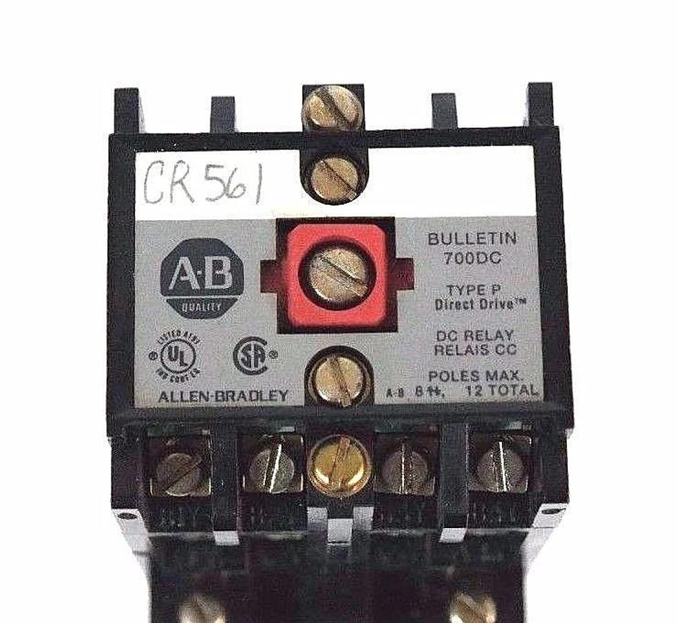 Used ALLEN BRADLEY 700DC-P400Z24 CONTROL RELAY SER. A, TYPE P W/ 700-PB40 ADDER DECK