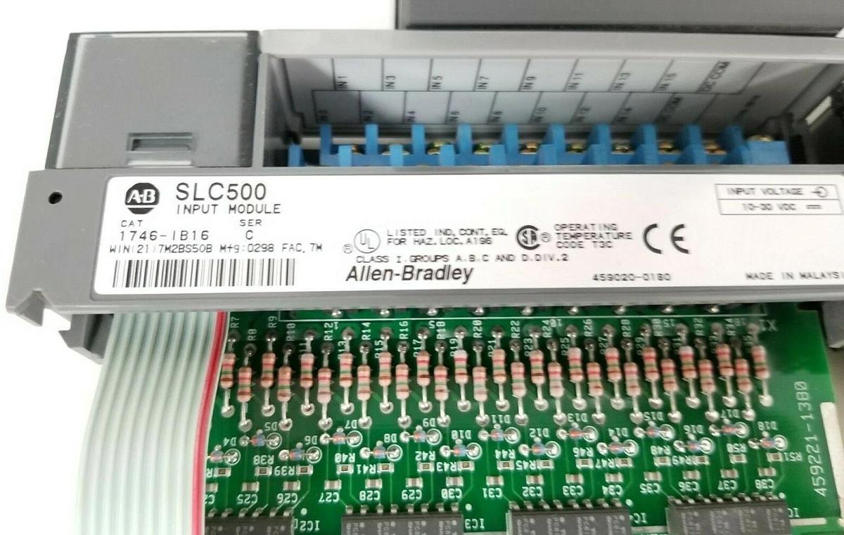 Used ALLEN BRADLEY 1746-A7 SLOT RACK W/ 1746-P2 , (2) 1746-IB16 , 1746-OB16 (DAMAGED)