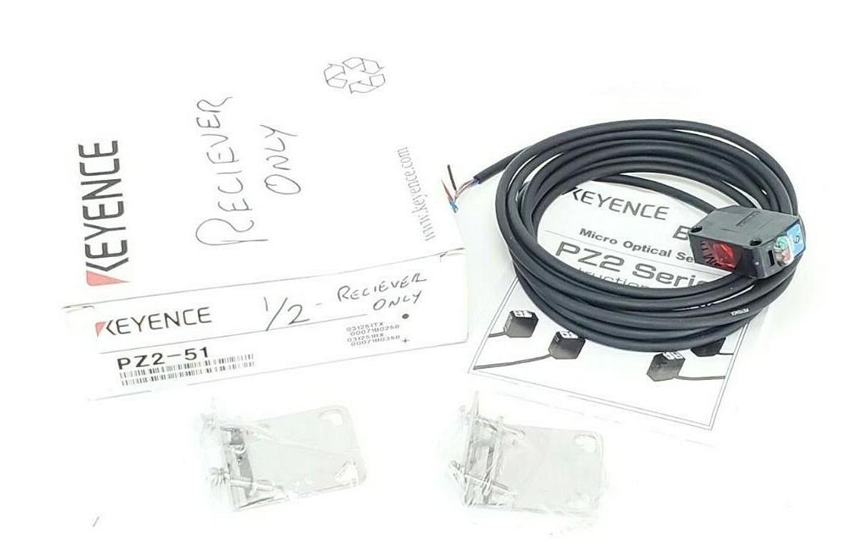 Used NIB KEYENCE PZ2-51 PHOTOELECTRIC SENSOR 7000MM RANGE PZ251, RECEIVER ONLY