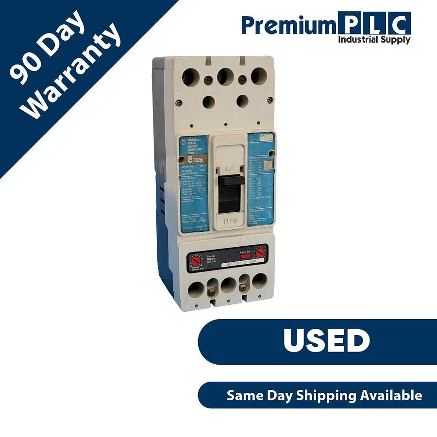 Used WESTINGHOUSE JD2250F CIRCUIT BREAKER 1491D81G02 2P 600VAC 250AMP JT2200T TRIP