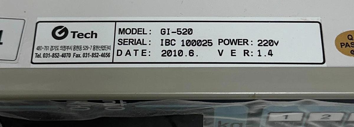 G TECH GI-520 / GI520 WEIGHING INDICATOR CONTROLLER 220V VER. 1.4 OEM NSNP
