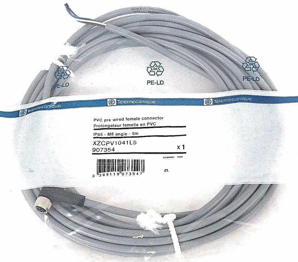 Used NEW TELEMECANIQUE XZCPV1041L5 PVC PRE WIRED FEMALE CONNECTOR, 907354