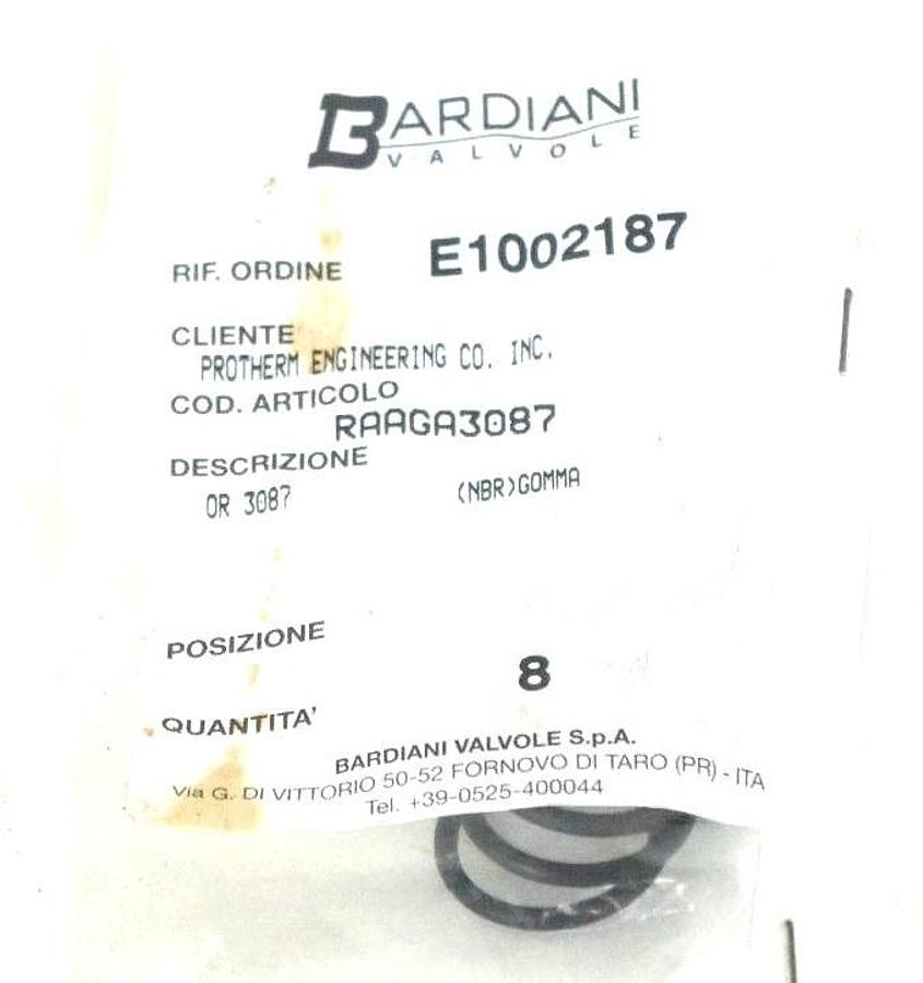 Used LOT OF 8 NEW BARDIANI VALVOLE E1002187 O-RINGS RAAGA3087