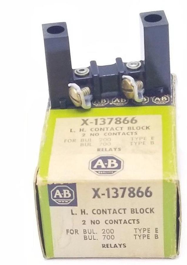 Used NIB ALLEN BRADLEY X-137866 L.H. CONTACT BLOCK 2 NO CONTACTS, X137866