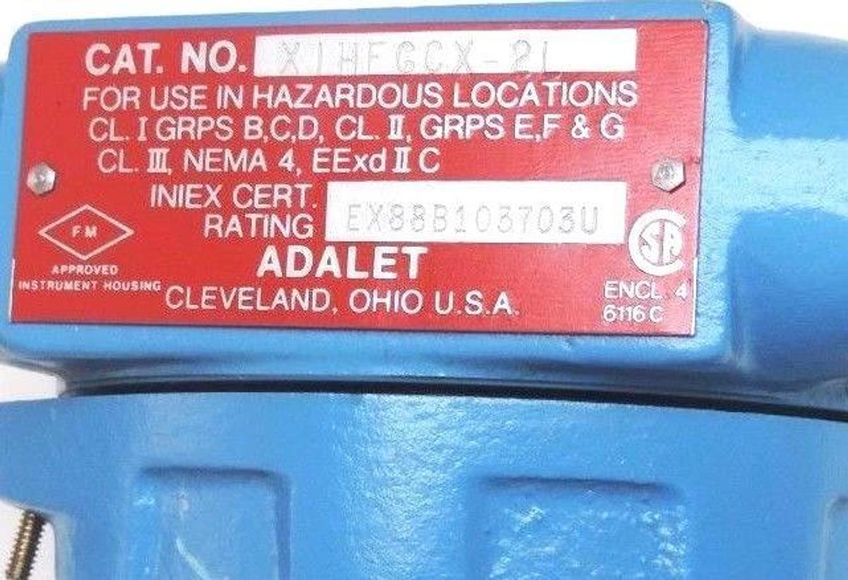 Used ADALET X1HFGCX-2L TRANSMITTER COMBUSTIBLE GAS MODEL X1HFGCX2L