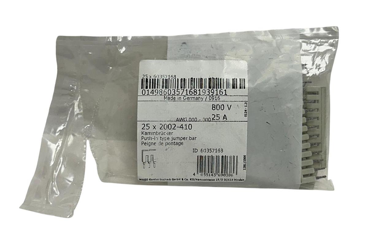 Used 16 WAGO 2002-410 / 60357168 TOPJOB S 10-WAY SIDE JUMPERS PUSH-IN 25A 800V NSMP