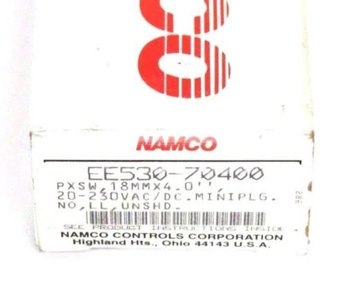 Used NIB NAMCO EE530-70400 PROXIMITY SWITCH 20-230VAC/DC, 18MMX4.0'' W/ MTG. KIT 18MM
