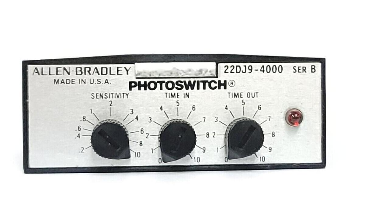 Used ALLEN BRADLEY 22DJ9-4000 PHOTOSWITCH 22DJ94000 SER. B TIME DELAY CONTROL MODULE