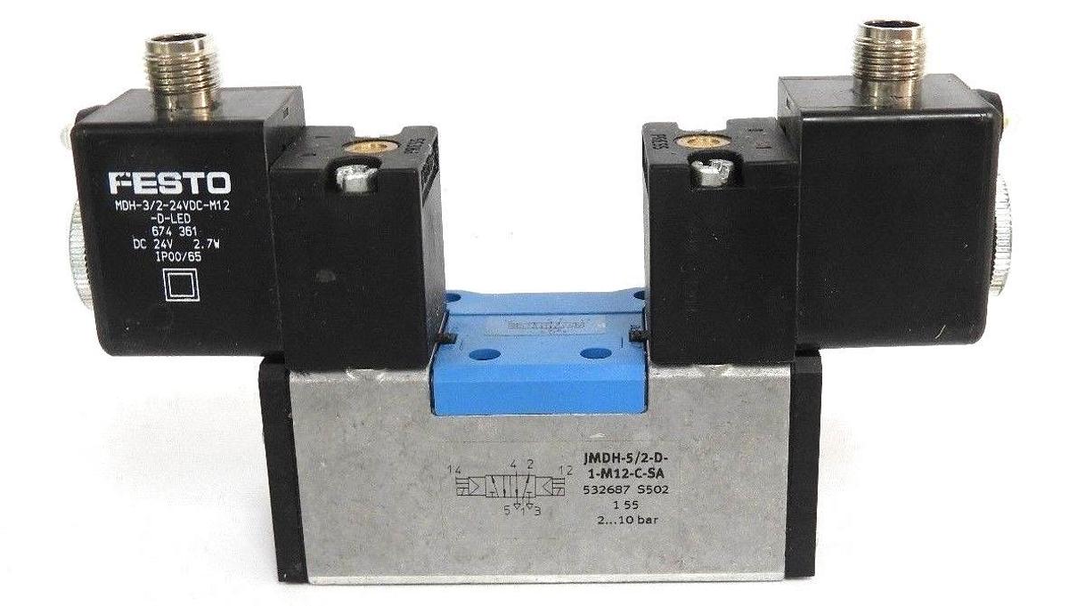 NIB FESTO JMDH-5/2-D-1-M12-C-SA SOLENOID VALVE 532687, SERIE: S502