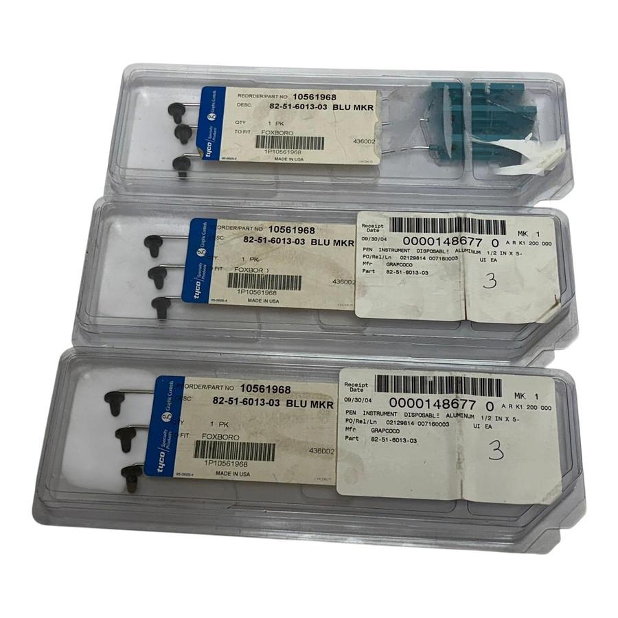 Used (3) Packs - Graphic Controls 10561968 82-51-6013-03 Blue Recorder Pens Foxboro