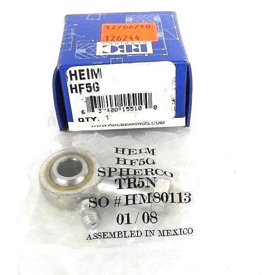 Used NIB RBC HEIM HF5G ROD END RH FEMALE W/GREASE FITTING