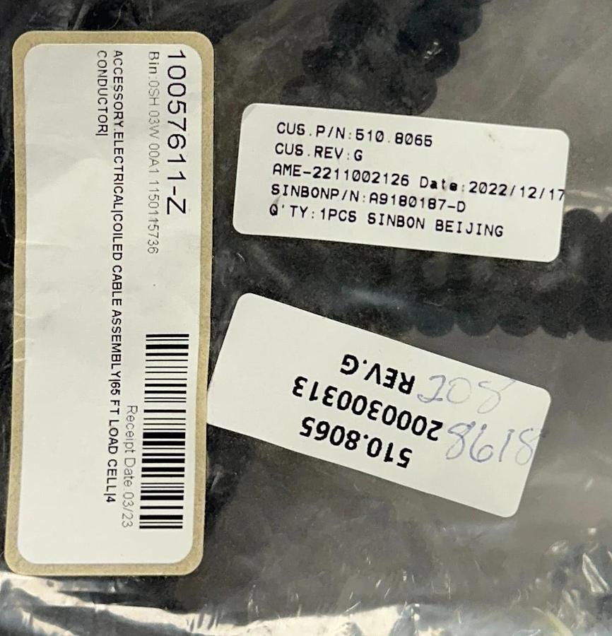 SINBON 510.8065 / 2000300313 / AME-2211002126 LOAD CELL CABLE ASSEMBLY 65FT NSMP
