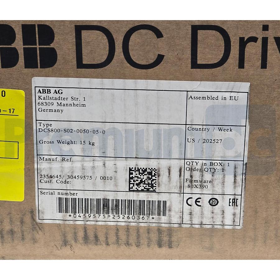 ABB DCS800-S02-0050-05 | DCS800-S02-0050-05-0 DC Drive 50A In 20HP @ 480V NSMP