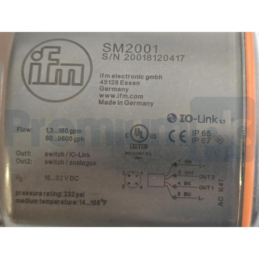 ifm SM2001 efector300 SMR21XGXFRKG/US Magnetic Flow Meter 1.3-160gpm NSMP